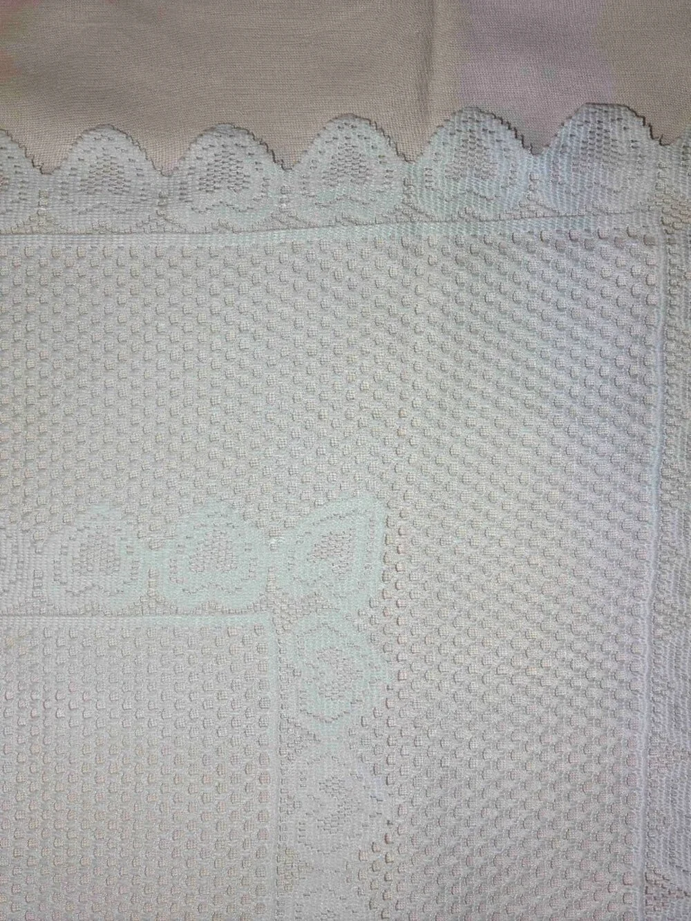 Hearts Crocheted White Table Cloth Square 32